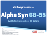 Thumbnail of Alpha Syn 68 55 gallons synthetic hydrocarbon air compressor oil product label